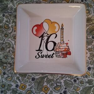 Sweet 16 Decorative Trinket Tray                  4 X 4 Keepsake Plate